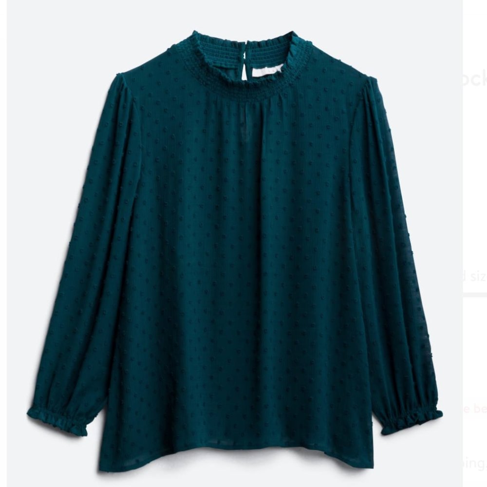 LUQ - Cebria Mockneck Swiss Dot Blouse